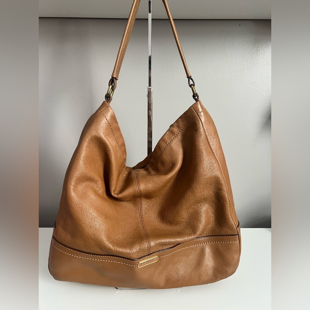 Coach Pebble Leather Hobo Shoulder Hand Bag F23293 Tan Brown